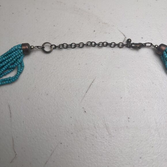 Vintage Beaded Statement Necklace 33" Turquoise Southwest 12 Strand Seed Beads - Picture 12 of 12